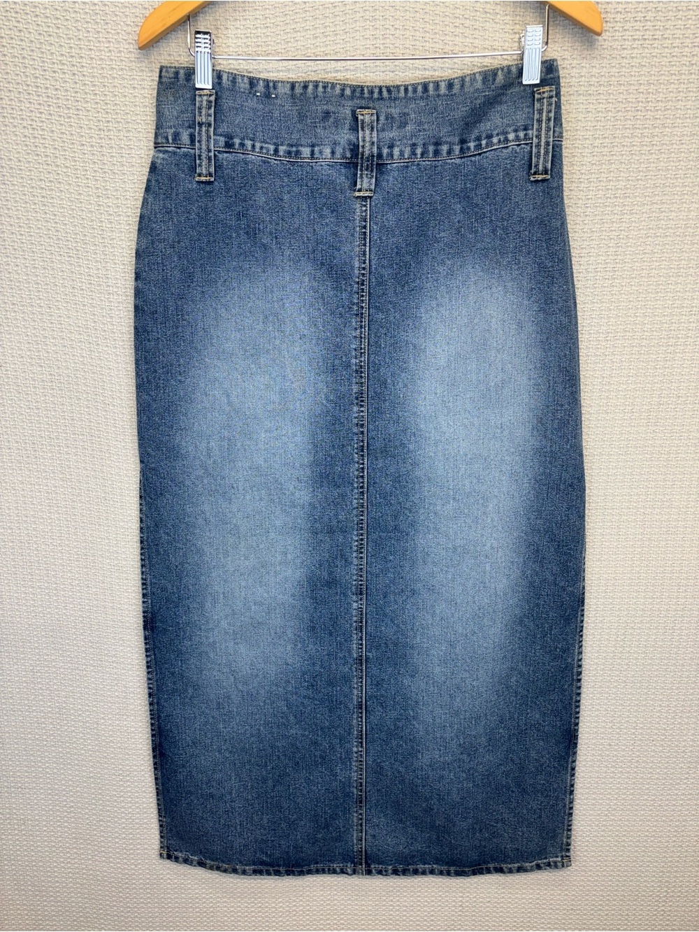 Squeeze Stephen Hardy Skirt 7/8 Blue Denim Long Maxi Button Fly Side Slit Y2K - Picture 6 of 8
